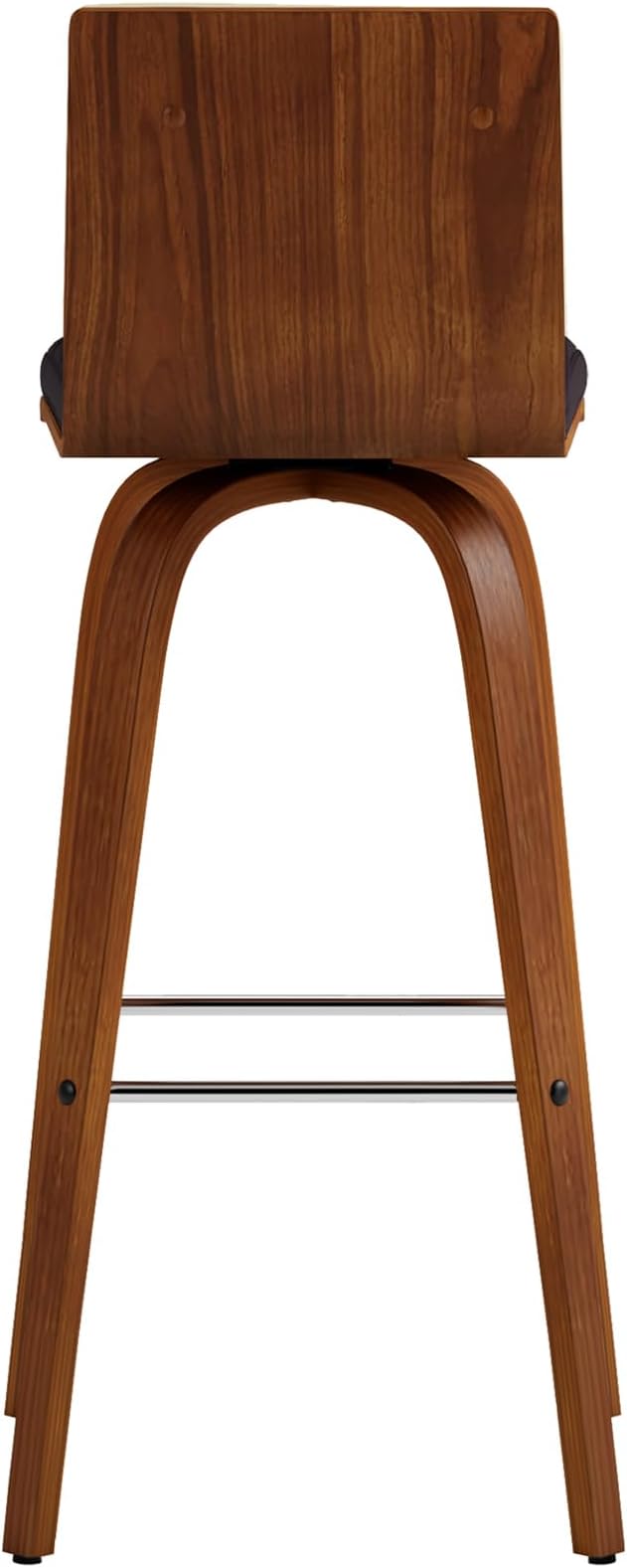 Vienna 30" Swivel Bar Stool in Walnut Wood Finish with Brown Faux Leather - Set of 3