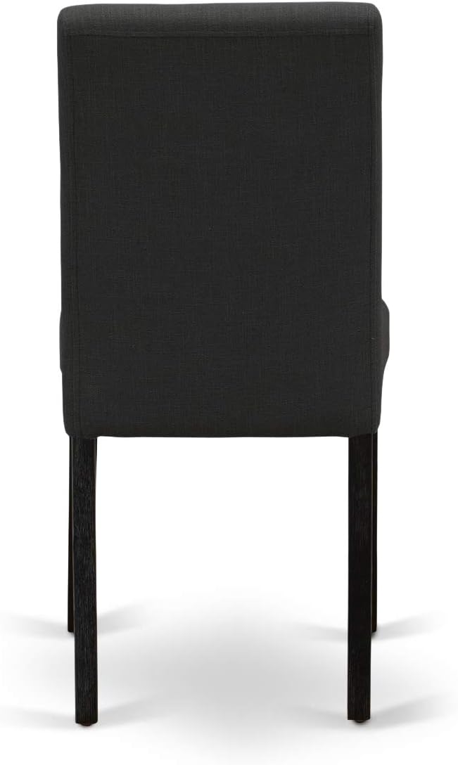 East West Furniture DMAB5-ABK-24 5 Piece Modern Dining Table Set Includes a Round Wooden Table with Dropleaf and 4 Black Color Linen Fabric Upholstered Chairs, 42x42 Inch, Wirebrushed Black