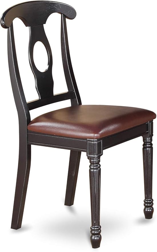 East West Furniture LGKE7-BCH-LC 7 Piece Dining Room Table Set Consist of a Rectangle Kitchen Table with Butterfly Leaf and 6 Faux Leather Upholstered Chairs, 42x84 Inch, Black & Cherry