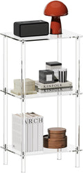 Aquiver Acrylic Tall Side Table - 3 Tier End Table for Small Spaces - Tall Nightstand Clear Bedside Table for Living Room, Bedroom - 15.7" L x 11.8" W x 30.8" H