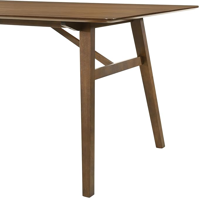 Armen Living Channell Mid Century Modern 5 Piece Walnut Wood Dining Table Set with Blue Fabric