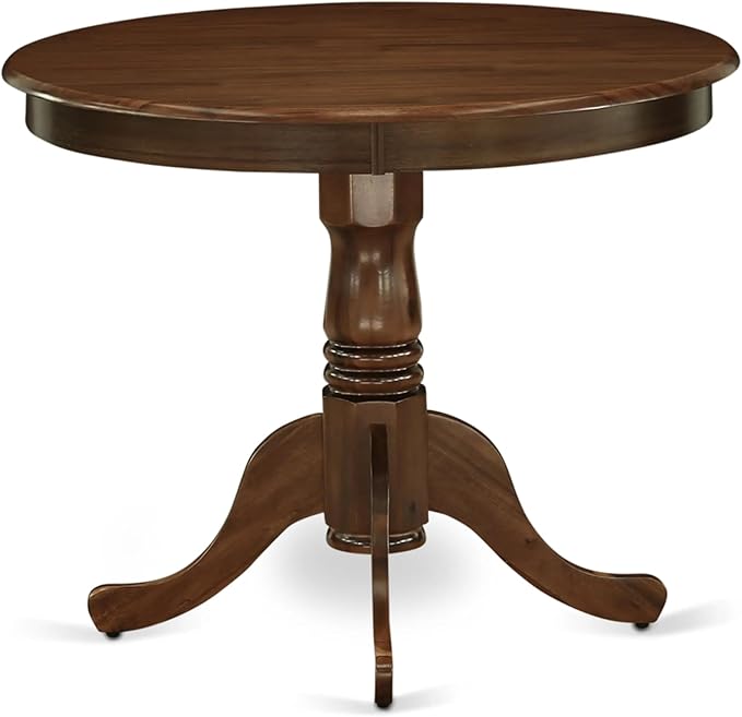 East West Furniture ANDA5-AWA-24 5 Piece Dining Table Set Consists of a Round Kitchen Table with Pedestal and 4 Polyester Fabric Padded Chairs, 36x36 Inch, Antique Walnut