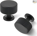 Matt Black Kitchen Cabinet Knob, 6 Pack Solid Brass Dresser Drawer Pulls, 1-1/10 Black Cabinet Knob for Cabinet Cupboard Wardrobe, Furniture Hardware Handles