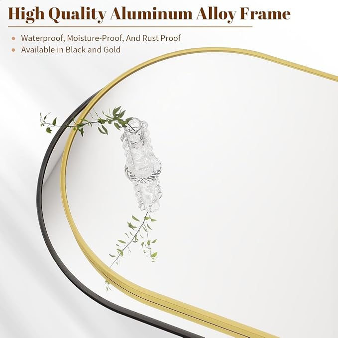 BEAUTYPEAK 31"x32" Arch Bathroom Mirror, Wall Mounted Vanity Metal Frame Mirror for Bedroom, Entryway, Living Room, Black