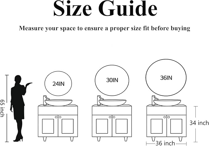 24 inch Round Black Mirror,Brushed Metal Framed Wall Mirror for Bathroom Vanity, Bedroom Decor, Living Room, Entryway