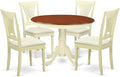 East West Furniture HLPL5-BMK-C 5 Piece Modern Dining Table Set Includes a Round Wooden Table with Pedestal and 4 Linen Fabric Kitchen Dining Chairs, 42x42 Inch, Buttermilk & Cherry
