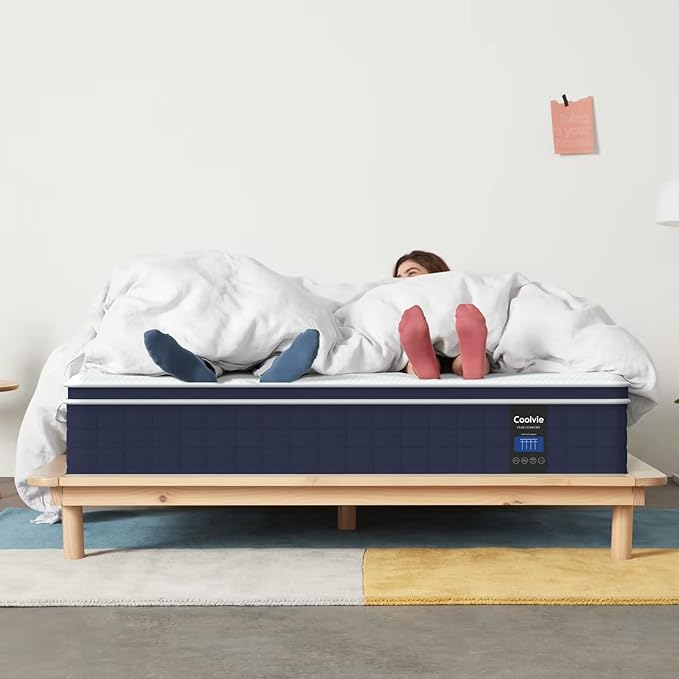 Coolvie California King Mattress in a box, Medium Firm 12 Inch Hybrid Cal King Mattress with Pocket Spring, Pressure Relief, Cooling, Personalized Support for Heavy People, CertiPUR-US® Certified Foam