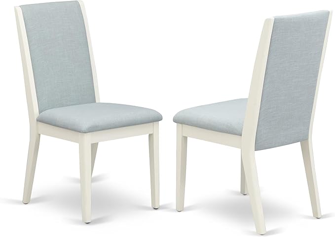East West Furniture X027LA015-6 6 Piece Dining Table Set Contains a Rectangle Dining Room Table and 4 Baby Blue Linen Fabric Parson Chairs with a Bench, 40x72 Inch, Multi-Color