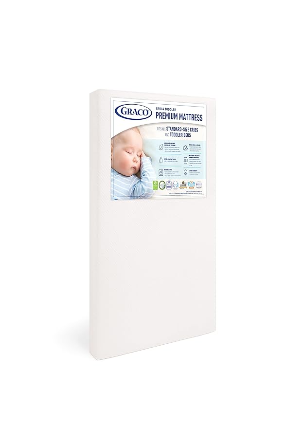 Graco Benton 5 in 1 Convertible Crib (GREENGUARD Gold Certified) with Premium Foam Crib and Toddler Mattress Included - White, Converts from Baby Crib to Toddler Bed, Daybed and Full-Size Bed
