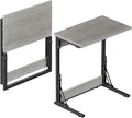 Tatub Folding TV Tray Table Set of 2, 24" Wide C-Shaped End Table for Couches, Small Sofa-Side Laptop Desk with Metal Frame for Living Room, Bedroom, Ivory White