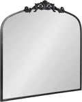 Kate and Laurel Arendahl Ornate Traditional Square Arched Mirror; 28 x 30; Antique Black; Decorative Baroque Style Arch Vintage Mirror with Wide Frame and Ornamental Crown