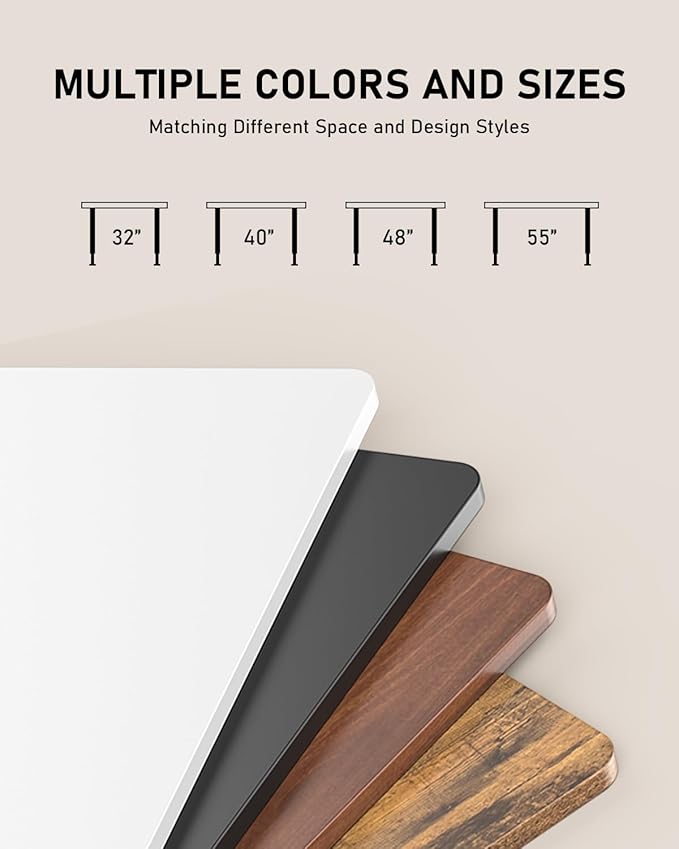 Electric Standing Desk, Large Height Adjustable Stand up Desk, 48 x 24 Inches Sit Stand Home Office Desk, with Splice Board, Black Frame/Walnut Top