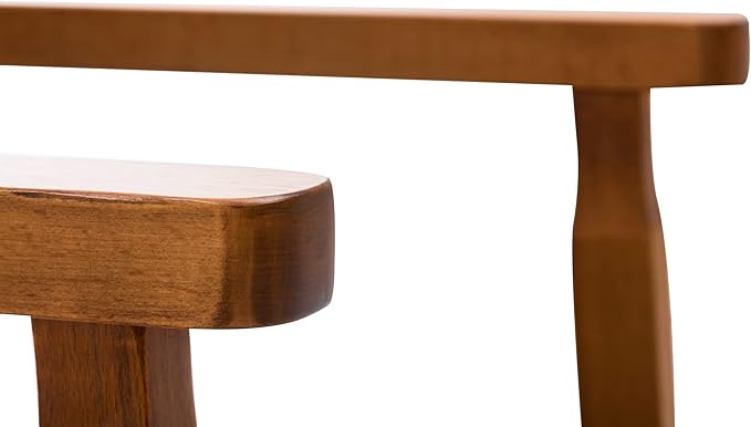 NOB Mid-Century Dining Side Chair with Faux Leather Seat in Beige, handrail Chair