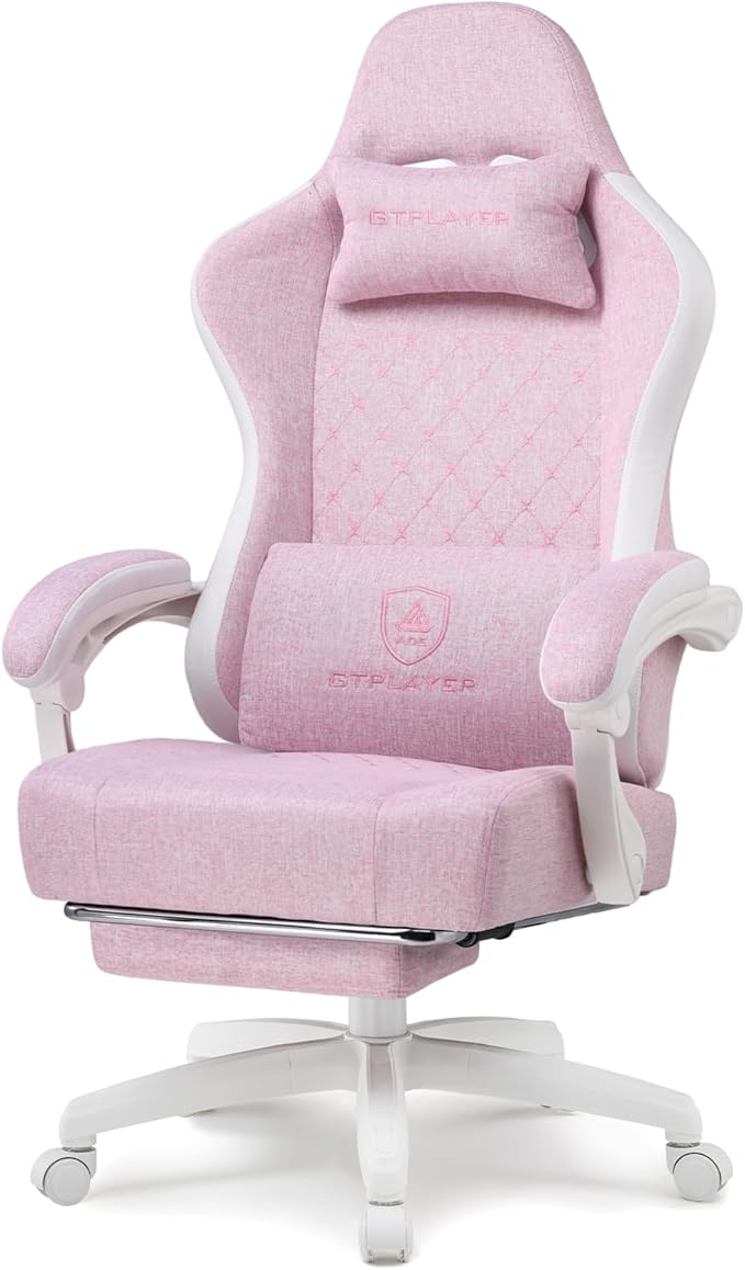 GTPLAYER Gaming Chair, Computer Office Chair with Pocket Spring Cushion, Linkage Armrests and Footrest, High Back Ergonomic Computer Chair with Lumbar Support Task Chair with Footrest