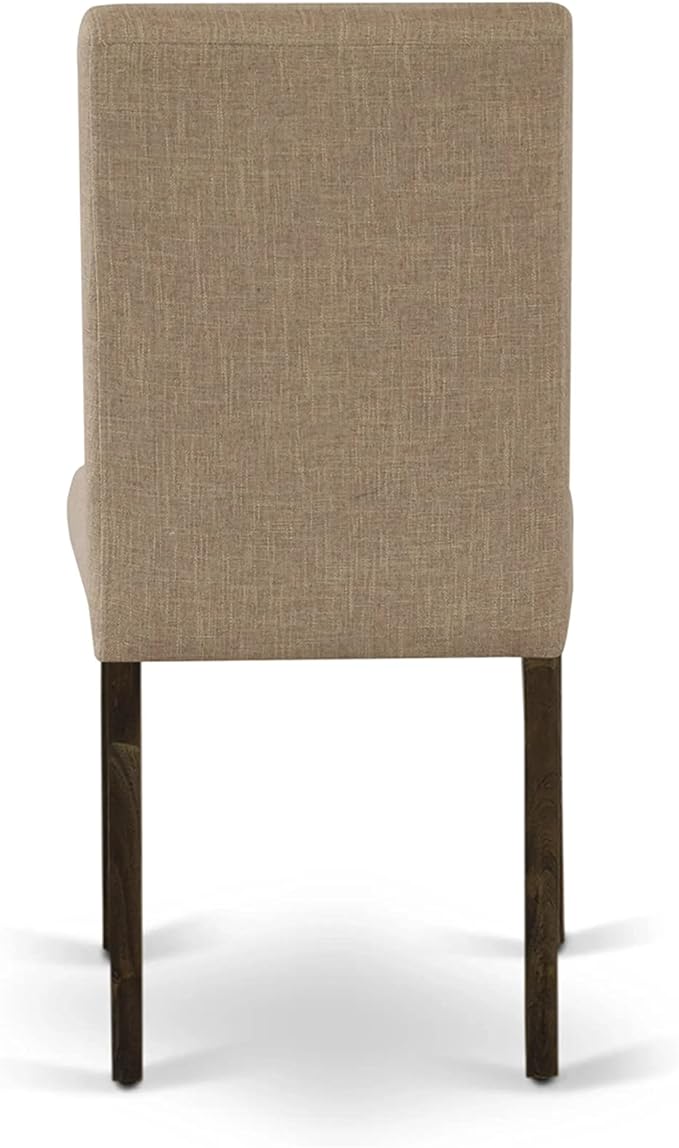 East West Furniture X727AB747-7 7 Piece Dining Room Furniture Set Consist of a Rectangle Dining Table with X-Legs and 6 Light Sable Linen Fabric Parson Chairs, 40x72 Inch, Multi-Color