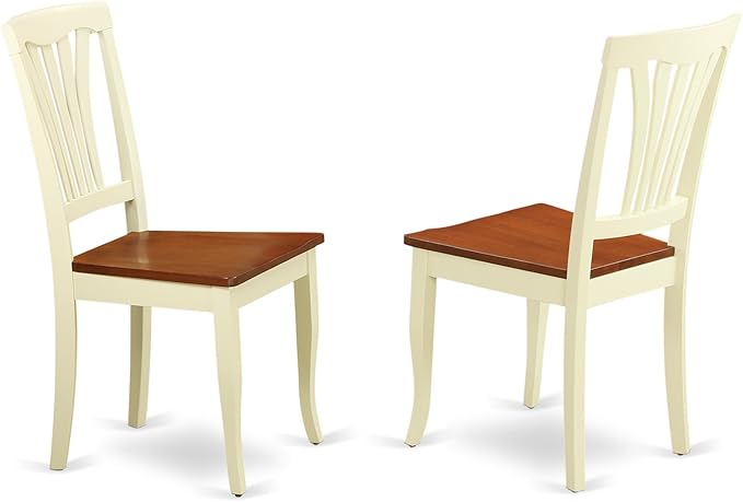 East West Furniture QUAV7-WHI-W 7 Piece Dining Table Set Consist of a Rectangle Dining Room Table with Butterfly Leaf and 6 Wooden Seat Chairs, 40x78 Inch, Buttermilk & Cherry