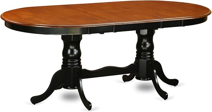 East West Furniture PLAV9-BCH-LC 9 Piece Dining Room Table Set Includes an Oval Kitchen Table with Butterfly Leaf and 8 Faux Leather Upholstered Dining Chairs, 42x78 Inch, Black & Cherry