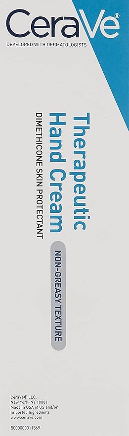 CeraVe Therapeutic Hand Cream for Dry Cracked Hands With Hyaluronic Acid and Niacinamide,Fragrance Free 3 Ounce,(Pack of 2)