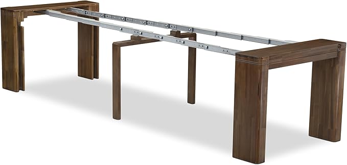 X07FO-B08-18 - 9 Pieces Dining Set Includes an Extendable Rectangle Kitchen Table, 7 Dining Chairs and 1 Modern Bench, 39x120 Inch, Antique Walnut
