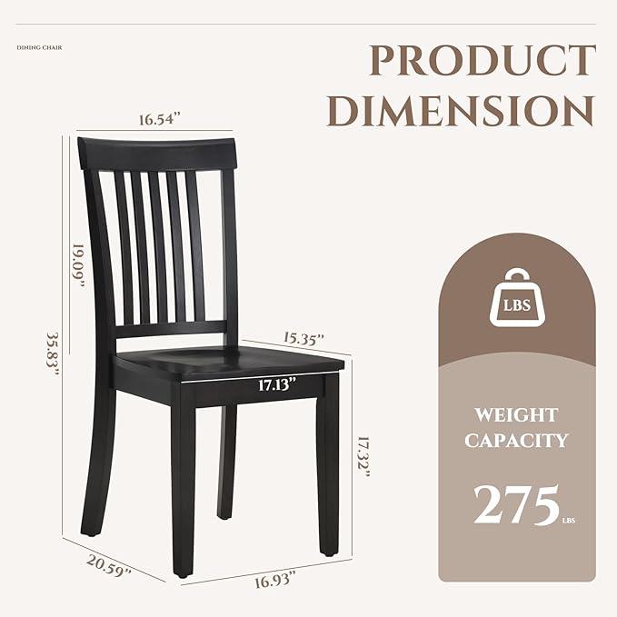 COLAMY Wooden Dining Chairs Set of 4, Spindle High Back Windsor Kitchen Side Chair, Farmhouse Dining Chairs for Kitchen and Dining Room, Dark Brown