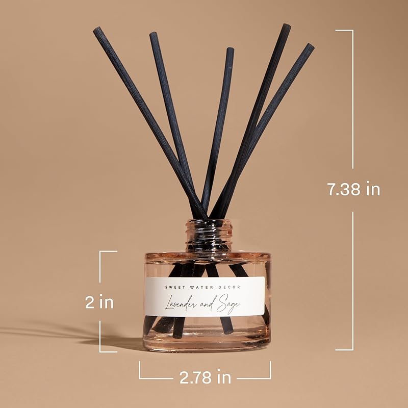 Sweet Water Decor Weekend Reed Diffuser – Room Decor Aesthetic with Long-Lasting Premium Fragrance of Citrus, Sage, Lavender, Amber, Tonka Bean for 4 Months – Ideal for Aromatherapy and Home Decor
