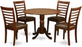 East West Furniture DLML5-MAH-LC 5 Piece Modern Dining Table Set Includes a Round Wooden Table with Dropleaf and 4 Faux Leather Upholstered Dining Chairs, 42x42 Inch, Mahogany