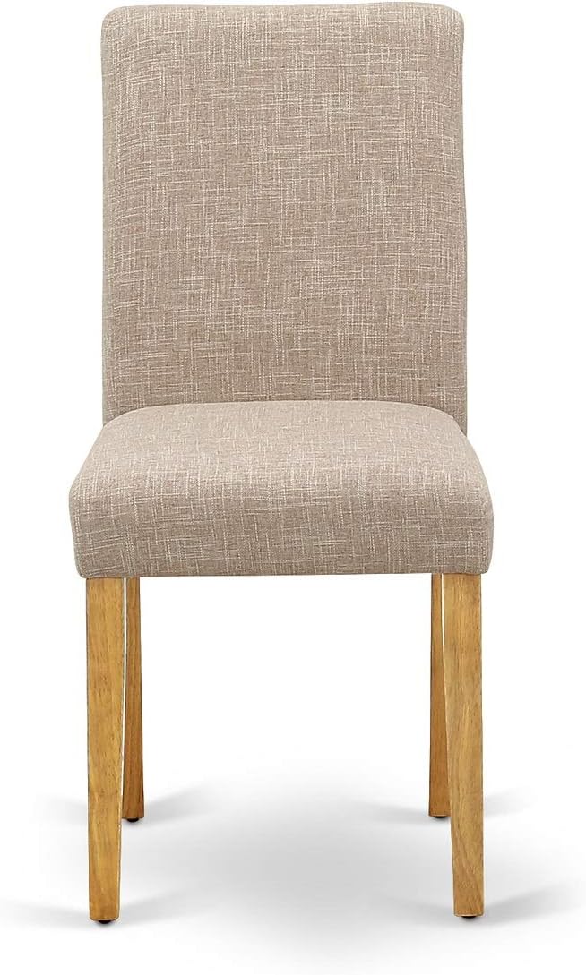 East West Furniture CAAB7-OAK-04 7 Piece Modern Dining Table Set Consist of a Rectangle Wooden Table and 6 Light Tan Linen Fabric Upholstered Chairs, 36x60 Inch, Oak