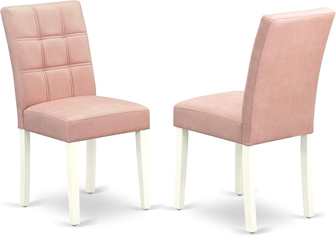 East West Furniture DOAS9-LWH-42 9 Piece Modern Dining Table Set Contain A Wooden Table and 8 Beige Red Polyester Fabric Parson Kitchen Chairs with Stylish Back- Linen White Finish