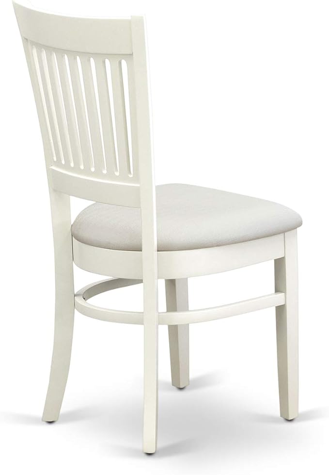 East West Furniture ANVA5-LWH-C 5 Piece Dining Room Table Set Includes a Round Kitchen Table with Pedestal and 4 Linen Fabric Upholstered Dining Chairs, 36x36 Inch, Linen White