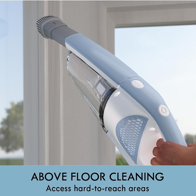 Kenmore DS1020 16V Cordless Stick Vacuum Lightweight 2-in-1 Handheld, LED Headlight with 2-Speed Power Control for Hardwood Floor, Carpet & Pet Hair, 16 Volts, Gray-Blue
