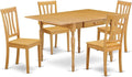 East West Furniture MZAN5-OAK-W 5 Piece Modern Dining Table Set Includes a Rectangle Wooden Table with Dropleaf and 4 Dining Room Chairs, 36x54 Inch, Oak