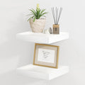 8 Inch Deep Floating Shelves White, Rustic Wood Floating Shelf for Home Decor, 8 x 8 Inch Square Wall Shelves, Wooden Storage & Display Shelves for Kitchen, Bathroom, Living Room, Set of 2