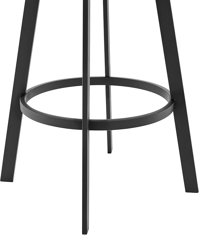 Armen Living Scranton Modern 26" Seat Height Gray Faux Leather and Black Steel Metal Swivel Bar Stool for Kitchen Island Counter