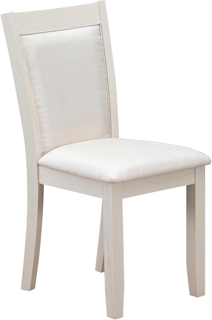East West Furniture V027MZ001-7 7 Piece Dining Set Consist of a Rectangle Dining Room Table with V-Legs and 6 Cream Linen Fabric Upholstered Parson Chairs, 40x72 Inch, Multi-Color