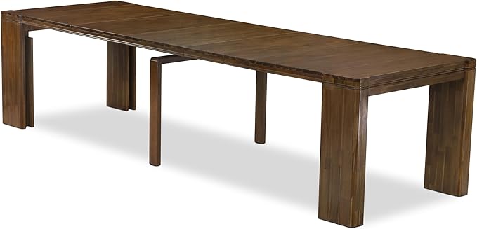 X12X2-008-28 - 13-Pc Dining Room Table Set includes an Extendable Rectangle Kitchen Table and 12 Stackable Polyester Fabric Dining Chairs, 39x120 Inch, Antique Walnut