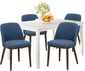COLAMY 60 Inch Rectangular Kitchen Dining Table for 4, Modern Farmhouse Dining Table Set for 4, Wood Dining Table and Upholstered Dining Chairs for Kitchen, Dining Room, Restaurant, White/Blue