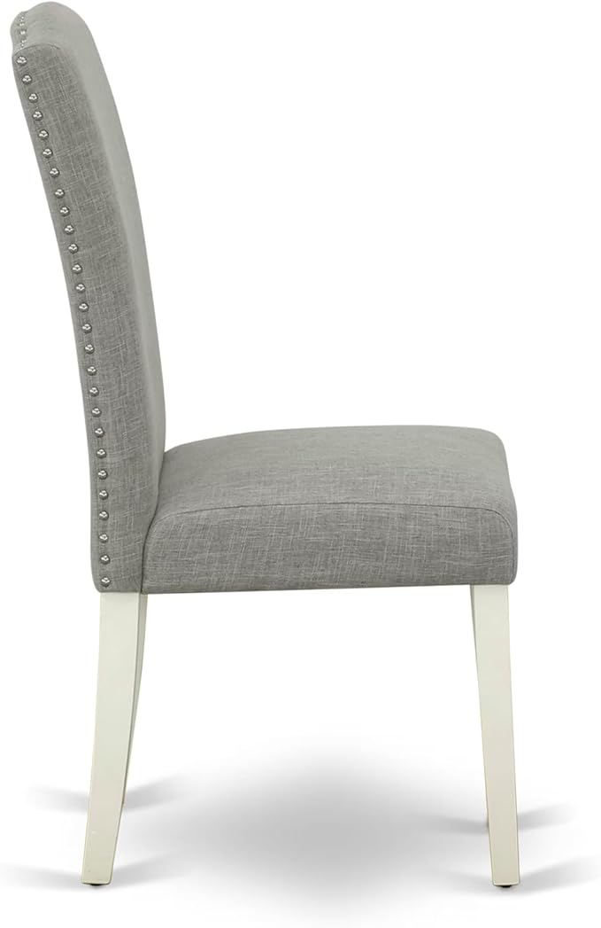 East West Furniture V027EN206-7 7 Piece Dining Table Set Consist of a Rectangle Kitchen Table with V-Legs and 6 Dark Shitake Linen Fabric Parson Dining Chairs, 40x72 Inch, Multi-Color