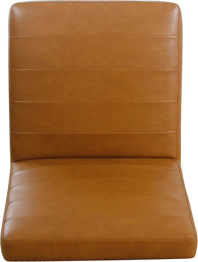 HomePop Channeled Metal Dining Chair Home Décor | Single Pack - Brown Faux Leather