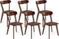 DELAVIN Soild Wood Dining Chairs Set of 6, Mid Century Oak Wood Kitchen Chairs, Vintage Dining Room Chairs Set Suitable for Kitchen, Walnut