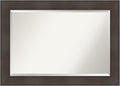 Amanti Art Brown Wall Mirror 30x42 William Rustic Woodgrain Rectangle Bathroom Mirror for Wall Decor Living Room, Large Classic Frame, Hangs Horizonally and Vertically, Bathroom Decor, Beveled Edge