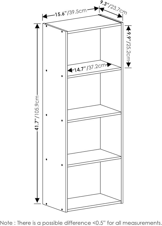 Furinno Luder Bookcase / Book / Storage, 4-Tier, Light Blue/White