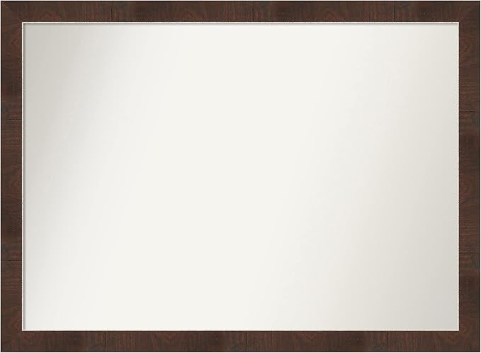 Amanti Art Brown Bathroom Mirror for Over Sink, 32x43 Wildwood Brown Rectangle Vanity Mirror, X-Large Country Rustic Frame, Hangs Horizonally and Vertically, Bathroom Wall Decor, Non-Beveled Edge