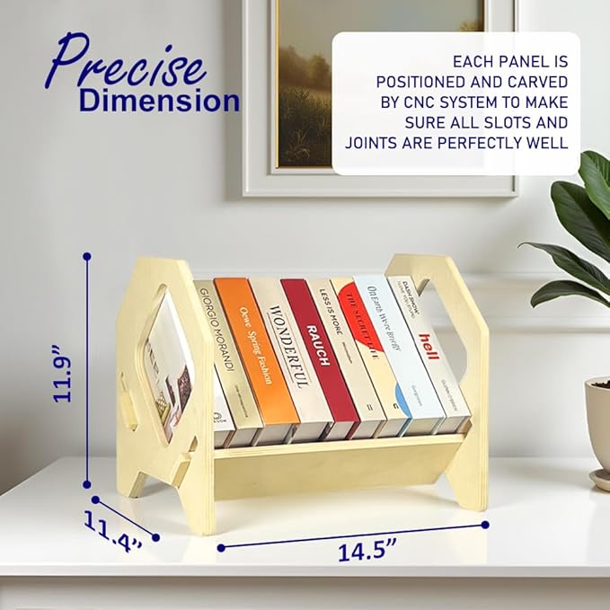 2 Pack Desktop Bookshelf, Stackable Book Organizer with Handle, Storage Rack for CD/Magazine/File Folder, Portable Small Bookshelf for Study, Living Room, Kid's Room, No Nails, Medium Size