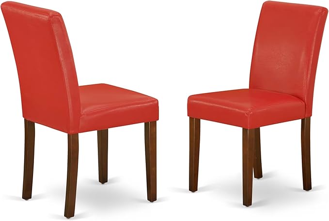 East West Furniture CAAB7-MAH-72 7 Piece Kitchen Table & Chairs Set Consist of a Rectangle Dining Room Table and 6 Firebrick Red Faux Leather Upholstered Chairs, 36x60 Inch, Mahogany