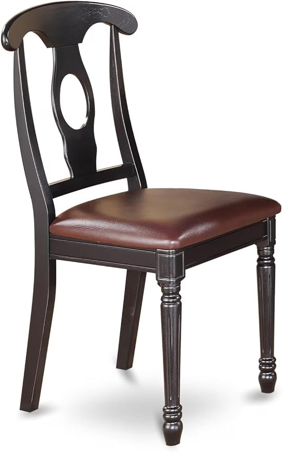 East West Furniture DOKE5-BCH-LC 5 Piece Dinette Set for 4 Includes a Rectangle Dining Room Table with Butterfly Leaf and 4 Faux Leather Kitchen Dining Chairs, 42x78 Inch, Black & Cherry