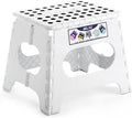 Delxo Folding Step Stool,11 Inch Non-Slip Foldable Step Stools,Portable Foldable Step Stool Lightweight Small Folding Stool with Handle for Kitchen Bathroom in White,1 Pack