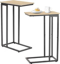 C-Shaped End Table, TV Tray Set of 2, Couch Side Laptop Table, for Living Room, Bedroom, Small Spaces, White, 2 Pack