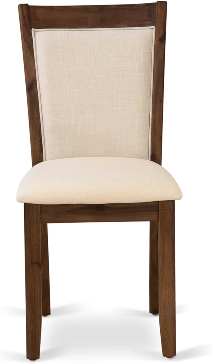 East West Furniture V797MZN32-5 5 Piece Kitchen Table Set Includes a Rectangle Dining Table with V-Legs and 4 Light Beige Linen Fabric Parson Dining Room Chairs, 40x72 Inch, Multi-Color