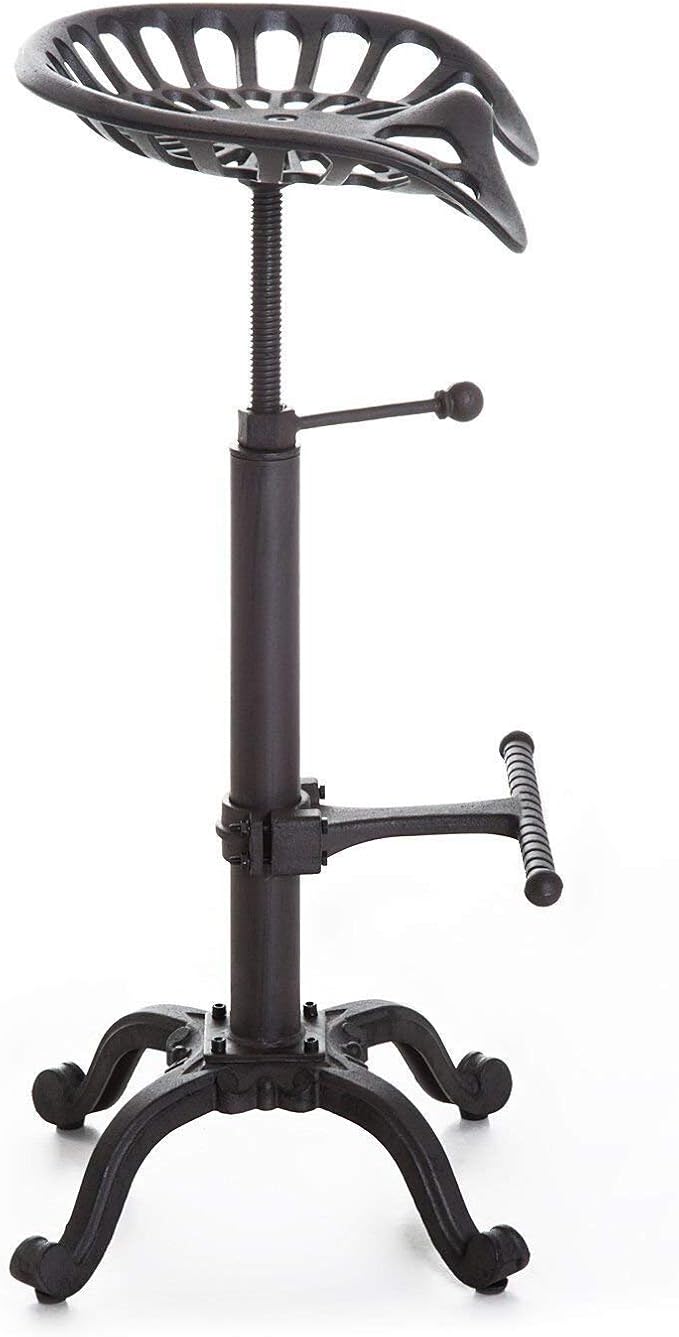 LOKKHAN Tractor Seat Bar Stool-Rustic Industrial Bar Stool-Farmhouse Cast Iron Swivel Stool-Counter Height Adjustable-Extra Tall Pub Height-24-31 inch (Matte Rust)