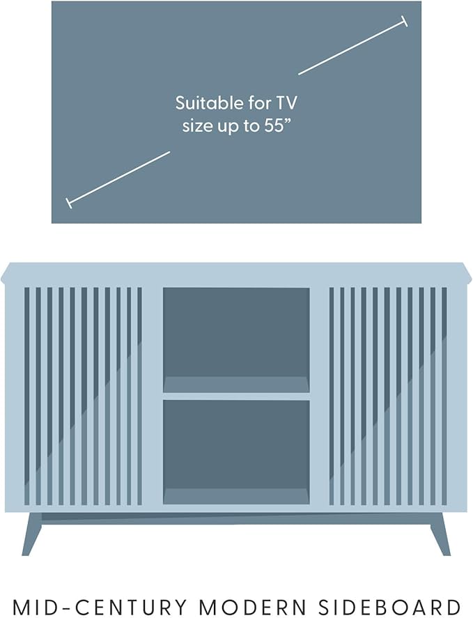 Plank+Beam Mid-Century Modern Wood TV Stand, Solid Wood Entertainment Console with Storage, 49" L x 16" W x 30" H, Pecan